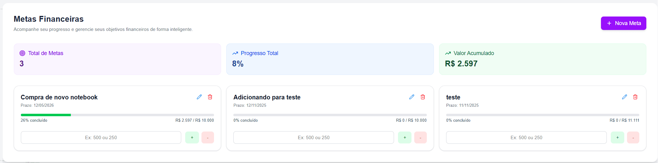 Metas Financeiras